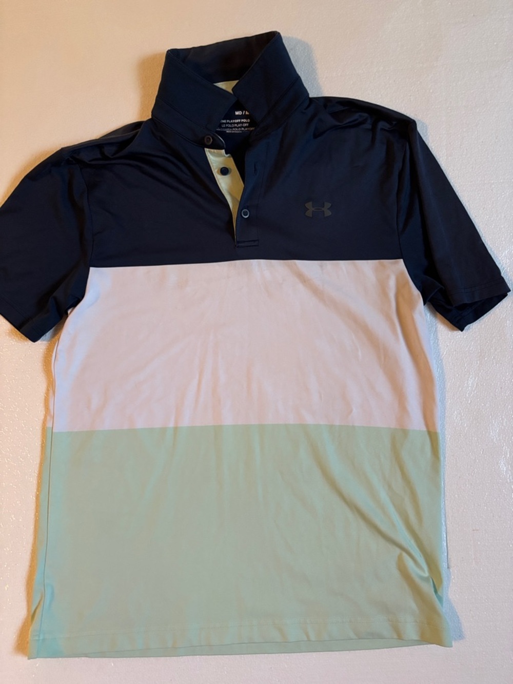 Under Armour Men’s Colorblock Polo - Navy/White/Light Green